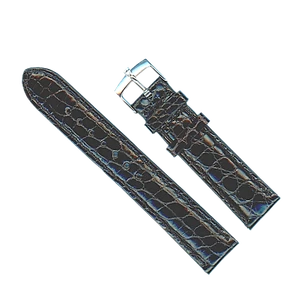 GENUINA CORREA NEGRA COCODRILO 17mm CUERO Y HEBILLA DE ACERO TUDOR GENUINO - Imagen 1 de 6