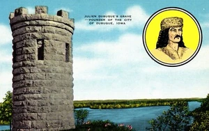 Postcard Julian Dubuque grave founder of the city, Dubuque, Iowa - Picture 1 of 2