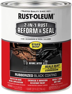 Rust-Oleum 344763 Automotive 2-In-1 Rust Reform & Seal, Quart, Black, 32 Fl Oz ( - Picture 1 of 12