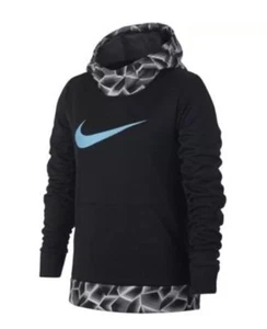 Nike Thermal-Fit Girls Training Hoodie Pullover, Black/Blue 860094-010 - Picture 1 of 4