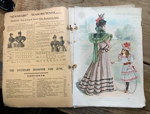1897 Fashion Magazine Colored Prints Bicycle Ads Dress Hat Pattern Antique Cloth - Picture 1 of 9
