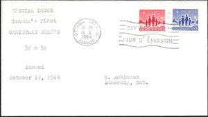 Canada  #434 - 435 Pair  STAR OF BETHLEHEM    Fine Used 1964  First Day Cover - Picture 1 of 2