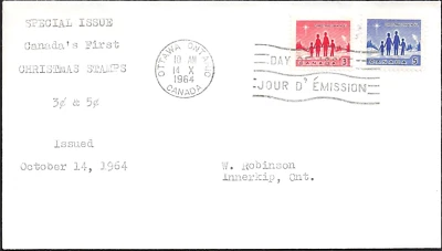 Canada  #434 - 435 Pair  STAR OF BETHLEHEM    Fine Used 1964  First Day Cover - Image 1 of 2