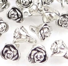 12 Rose Flower Antique Silver Pewter Charm 9x6mm