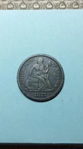 1877 CC Seated Liberty Silver Dime F+ Fine                                  Y353 - Picture 1 of 2