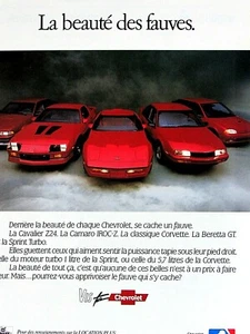 1989 Chevrolet Corvette IROC Z FRENCH La beaute des fauves VTG Original Print Ad - Bild 1 von 3