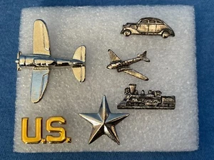 Lote De Colección De 6 Alfileres Militares + Transporte - Caza, Tren, Jet, EE. UU., Estrella - Imagen 1 de 8