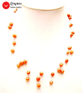 "Collar barroco de 6 mm con rigidez natural perla roja para mujer de 3 hebras de 18" - Imagen 1 de 5