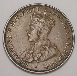 1931 Australia Australian One 1 Penny King George V Coin VF Spot - Picture 1 of 2