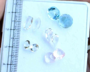 Round Faceted Cut Blue Topaz Rose quartz Amethyst 11.4 Ct Mix Loose Gemstone Lot - Picture 1 of 4
