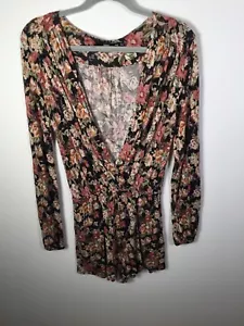Sportsgirl womens multicolour floral playsuit romper size 2XS long sleeve viscos - Picture 1 of 8