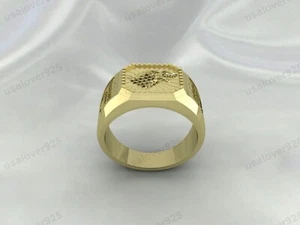 Anillo de sello de motociclista único para hombre, joyería hecha a mano de latón amarillo de alta calidad - Imagen 1 de 24