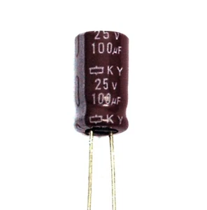 100pc Electrolytic Capacitor KY 100uF 25V +105℃ 5000hr Nippon Chemi-Con 6.3x11mm - Picture 1 of 6