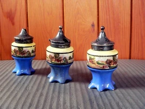 Trio of 1940s Lancasters Ltd Condiment Pots with EPNS (silver plate) Lids - Picture 1 of 6