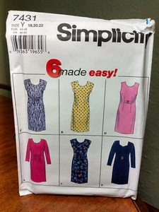 Simplicity Sewing Pattern 7431 Size 18-22 Dresses 6 Styles NOS Uncut - Picture 1 of 8