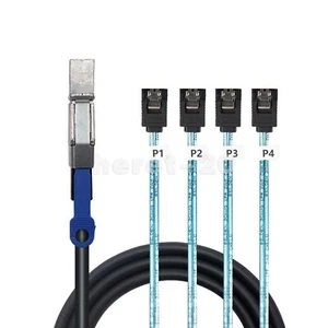 MINI SAS HD SFF-8644 to 4 SATA 7P Straight Server Hard Drive Cable 1M 12GB/S - Picture 1 of 12