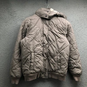 Abercrombie Quilted Puffer Hooded Jacket Boys Youth 13/14 Full Zip Fleece Gray - Picture 1 of 10