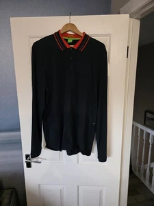 HUGO BOSS POLO SHIRT,LONG SLEEVE,NAVY,XXL,NEW,NEVER WORN,PIT TO PIT 22 inch - Picture 1 of 10
