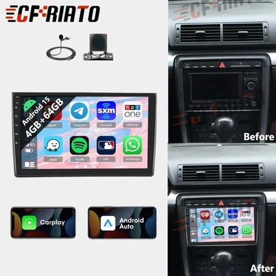 4G+64G Android 15 For Audi A4 B6 B7 RS4 2002-2008 Carplay CAM Car Stereo Radio Foto 1 de 4