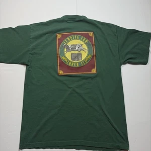 Vintage Trader Joes Jumping Cow Amber Ale Shirt Mens XL Green Pocket 90s Beer - Picture 1 of 8