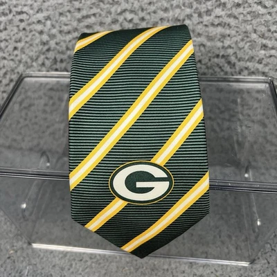 Green Bay Packers Mens Necktie/Tie Licensed NFL Football Striped Green/Gold NWOT - Image 1 of 4