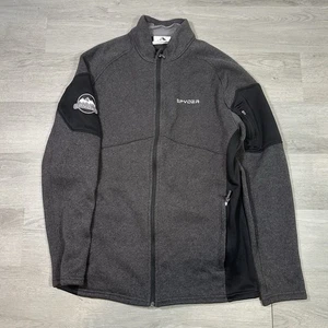 Spyder Jacket Mens L Gray Full Zip Fleece Softshell Outdoor Hiking Winter Logo - Picture 1 of 11