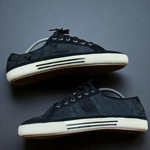 Coach Brad Monogram Low Top Casual Tonal Black Shoes Sneakers Men's Size 10 - Picture 1 of 8