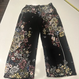 Soft Surroundings Black Floral Drawstring Pants Large - Picture 1 of 11
