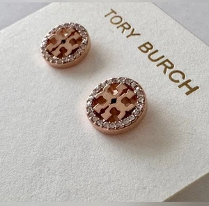 Tory Burch Miller Pave Stud Earrings. In Rose Gold Color. New 😍🤩 - Picture 1 of 8