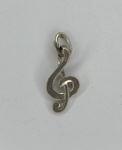 Vintage Sterling Silver Treble Clef Charm Pendant 7/8 Inch 925 Music Signed KBN - Picture 1 of 3
