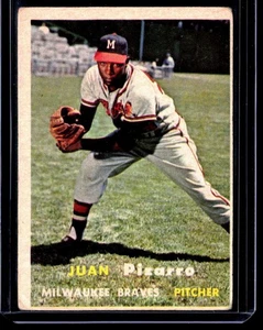 1957 Topps Juan Pizarro Milwaukee Braves #383 ! SET BREAK - Picture 1 of 2