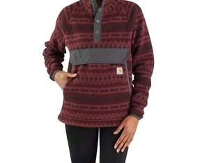 Carhartt Fleece Pullover Jacket Womens XL 16-28 Aztec Port Red Purple - Picture 1 of 12