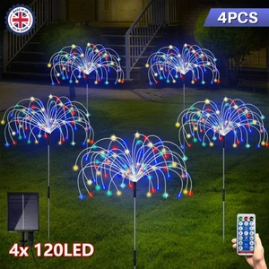 4X 120LED Solar Power Firework Stake Light Starburst Lamp Outdoor Garden Lights - Picture 1 of 16