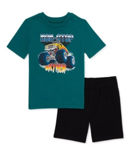 365 Kids From Garanimals Boys Monster Truck Short Sleeve Tee and Shorts, 2-Piece - Picture 1 of 3