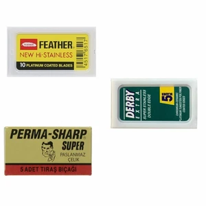 Feather Perma-Sharp Derby Rasierklingen Set für Rasierhobel 20 Klingen
