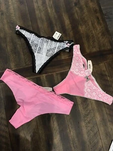  Victoria Secret Large und Medium Aero Weiß Schwarz Medium. We Of 3 Strings  - Bild 1 von 7