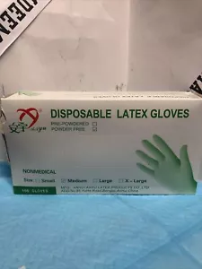 Medium Latex Gloves -Powder Free Disopable Gloves- 100 COUNT-Size M - Picture 1 of 1