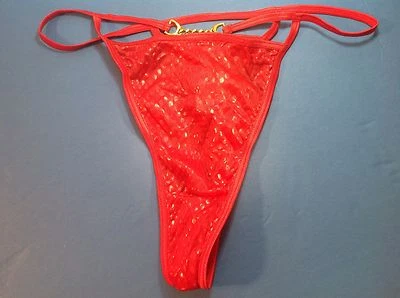 Bragas, tangas para mujer "Secret Treasures" talla 5 aspecto de piel de serpiente roja con decoración Foto 1 de 4