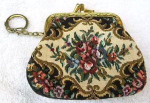 Portamonete vintage con portachiavi 2 scomparti doppio bacio 4" x 3 3/4" - Foto 1 di 7