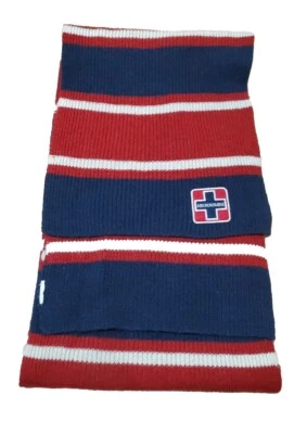 Шарф ABERCROMBIE & FITCH из шерстяной смеси длиной 6 футов в красно-синие полосы 2000-е опрятный - Изображение 1 из 4