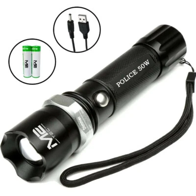 Led Taschenlampe Polizei Swat Cree Zoom 1000 Meter Leuchtweite inkl.2x PowerAkku - Bild 1 von 4