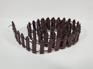 Miniature Small Fence Brown Picket Wood & Metal 100 cm x 3 cm tall Bendable - Picture 1 of 4