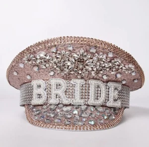 pink bride hat sparkly rhinestones military cap Hen Party Birthday Special - Picture 1 of 4