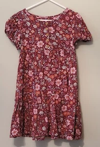 Wondernation Girls Dress Burgundy Floral Size 4T *Rayon* Prairie Style - Picture 1 of 4