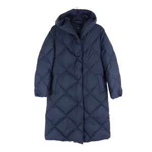 M&S Stormwear Size 14 Navy 90% Down 10% Feather Long Hooded Puffer Jacket - Picture 1 of 15
