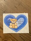 Vintage 1980’s Religious Sticker Bear Heart I Belong To Jesus Blue