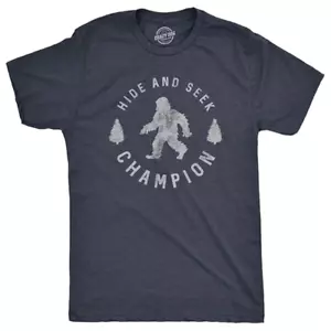 Mens T Shirt Hide and Seek Champion Funny Bigfoot Graphic Sarcastic Tee - Picture 1 of 9