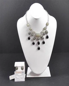 Juego de Pendientes de Collar de Piedra Negra Estilo Sofisticado Artesano - Imagen 1 de 12