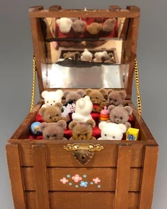 Enesco Wood Toy Chest Music Box Bears Vintage - Picture 1 of 22