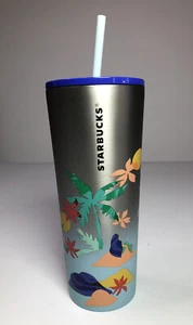 Starbucks Limited Stainless Steel Tumbler Mermaid & Palm Tree Beach Scene 24oz  - Bild 1 von 11